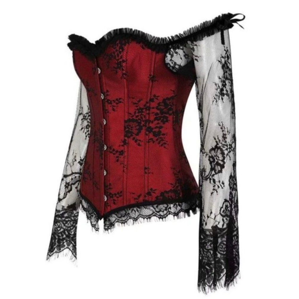 Corsets, Overbust Bustier Top - Wine Red